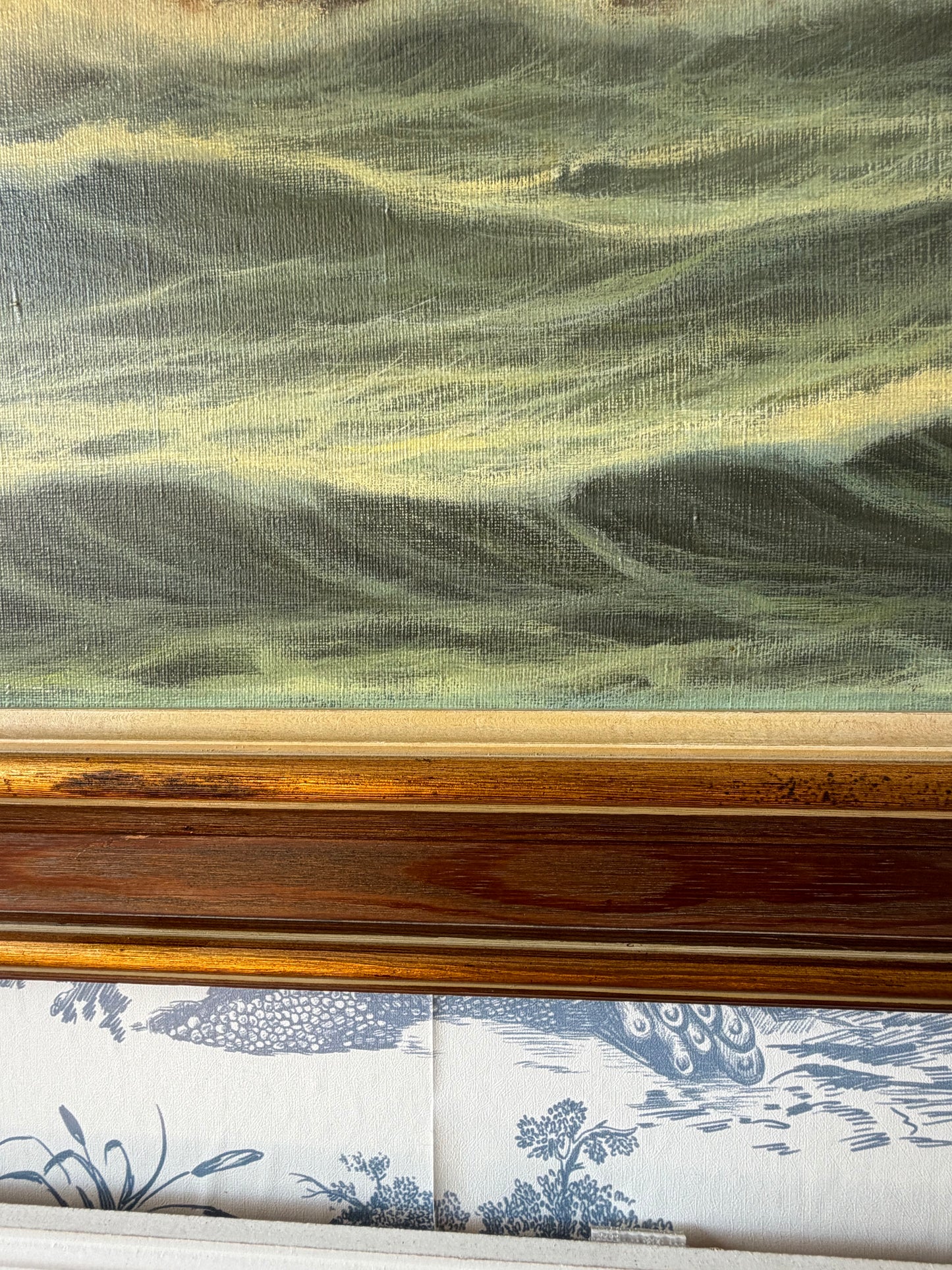 Large Vintage Clipper Ship Oil Painting on Canvas — Framed Maritime Seascape, Tall Ship Wall Art Signed J. Winfried