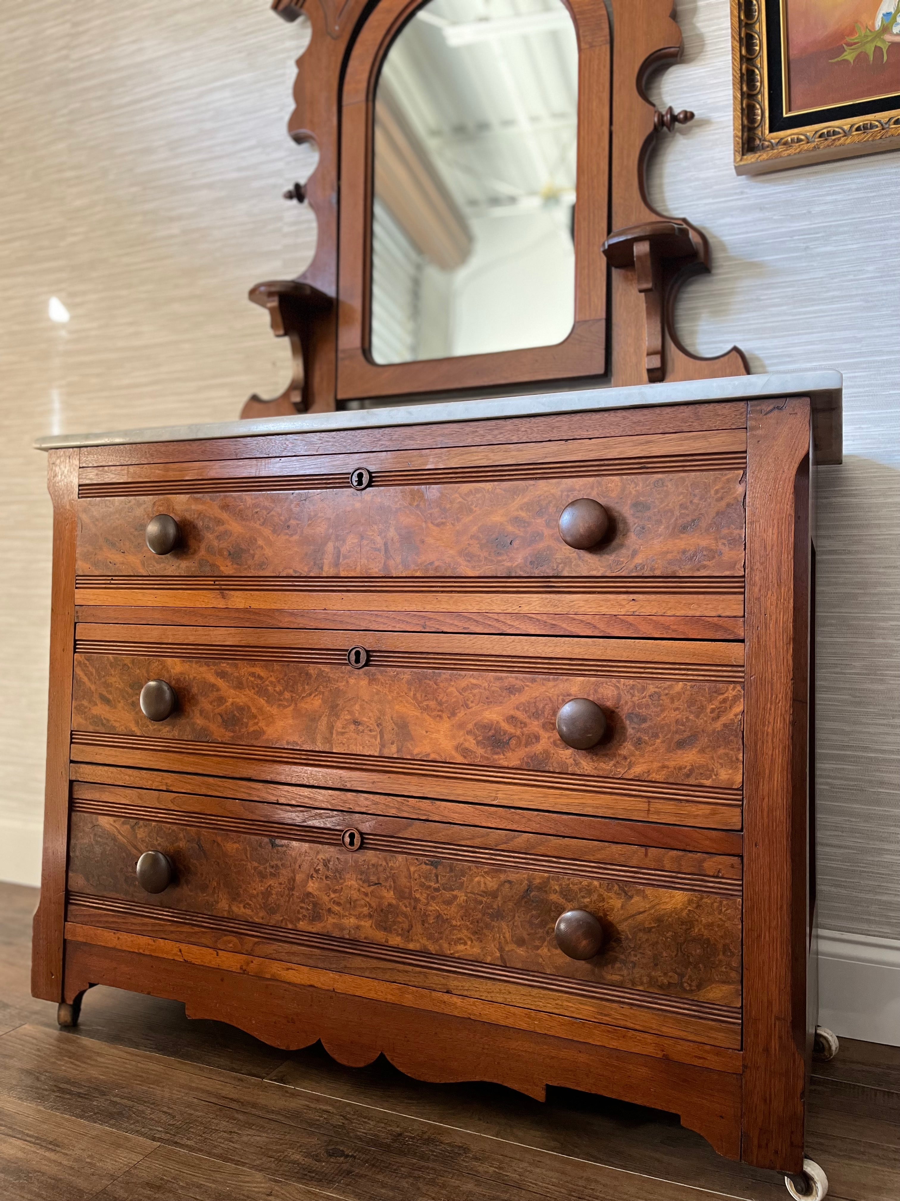 Antique Eastlake Salesman Sample Dresser with 3 Drawers and shops Tilt Mirror - Lovely Details 15 1/2