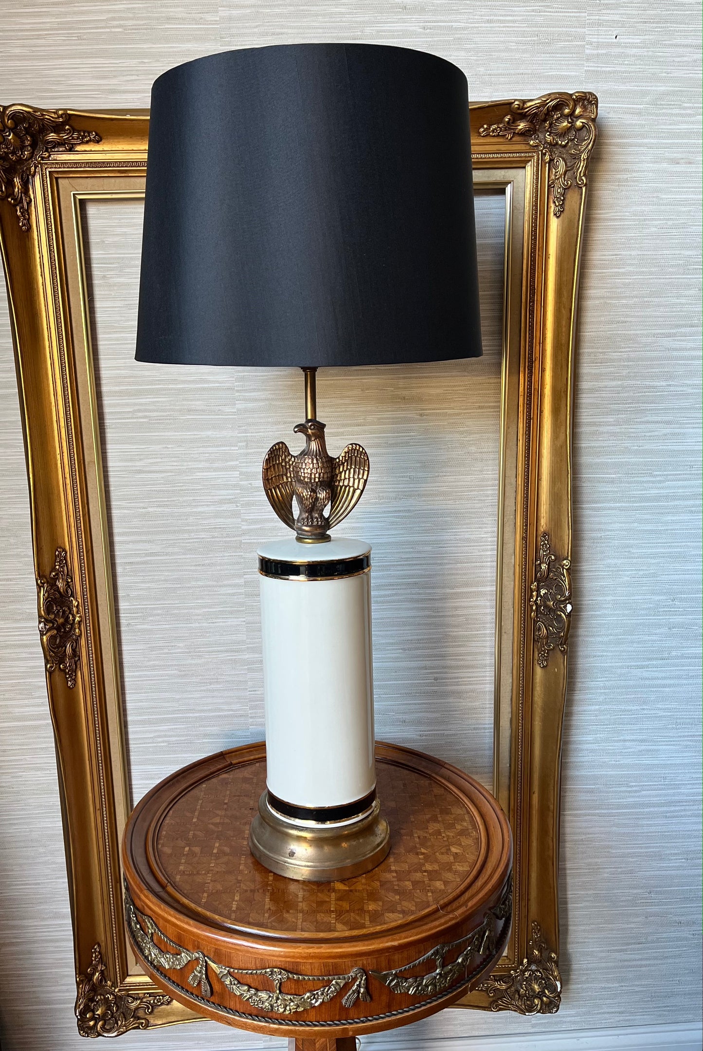 Vintage Porcelain & Brass Federal Eagle Lamp