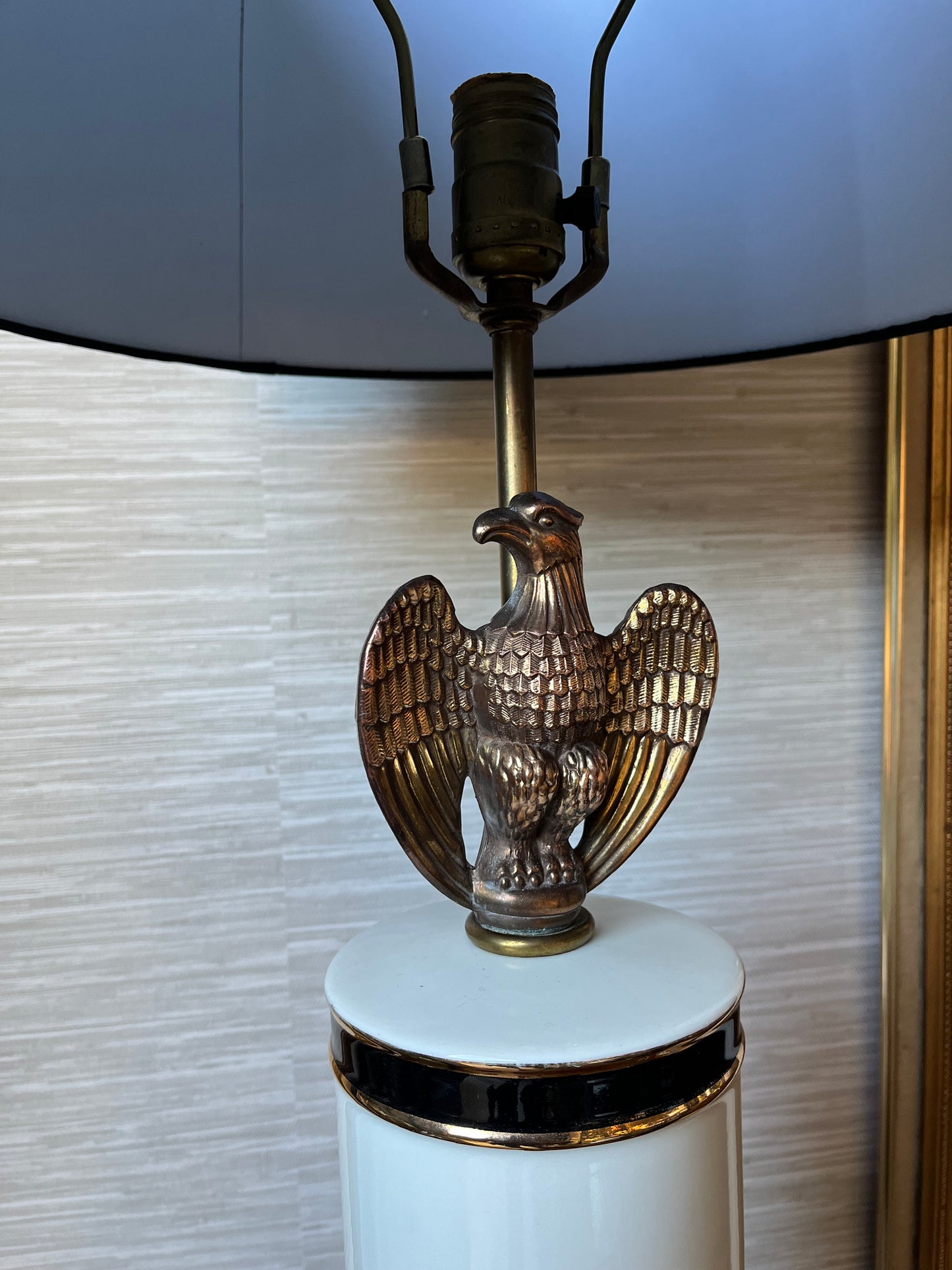 Vintage Porcelain & Brass Federal Eagle Lamp