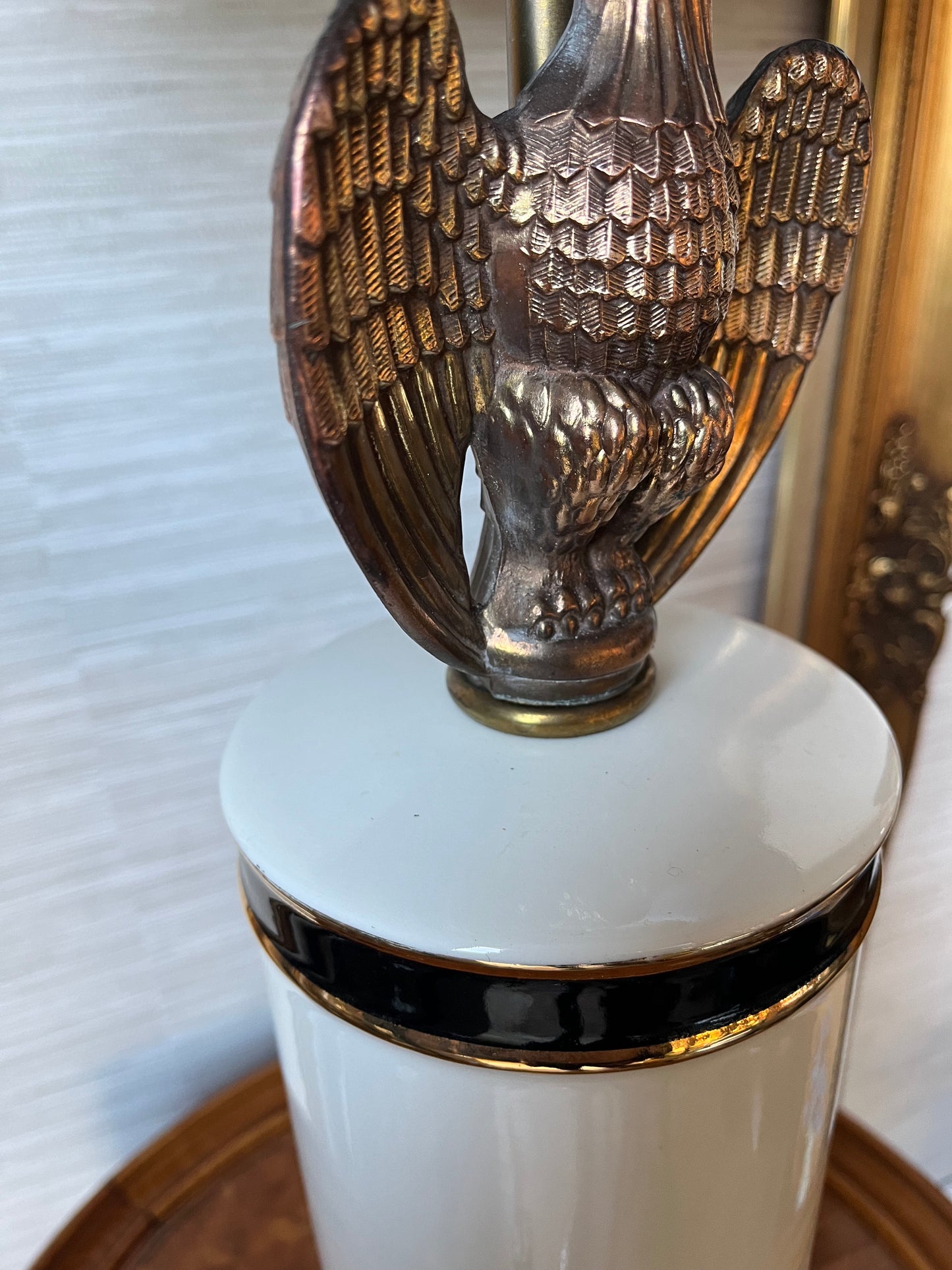 Vintage Porcelain & Brass Federal Eagle Lamp