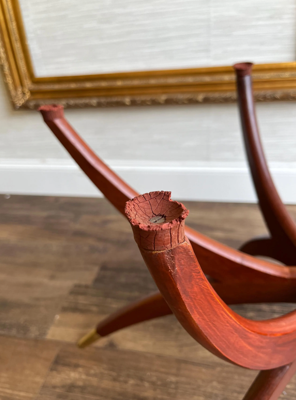 Vintage Mid-Century Moroccan Brass Coffee Table with Scalloped Edge & Folding Spider-Leg Base