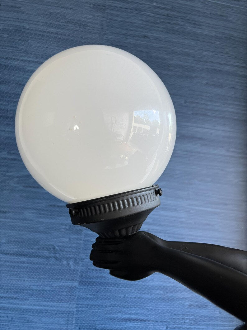 Vintage Nude Woman Silhouette Sculpture Lamp | Art Deco Revival Goddess Globe Lighting