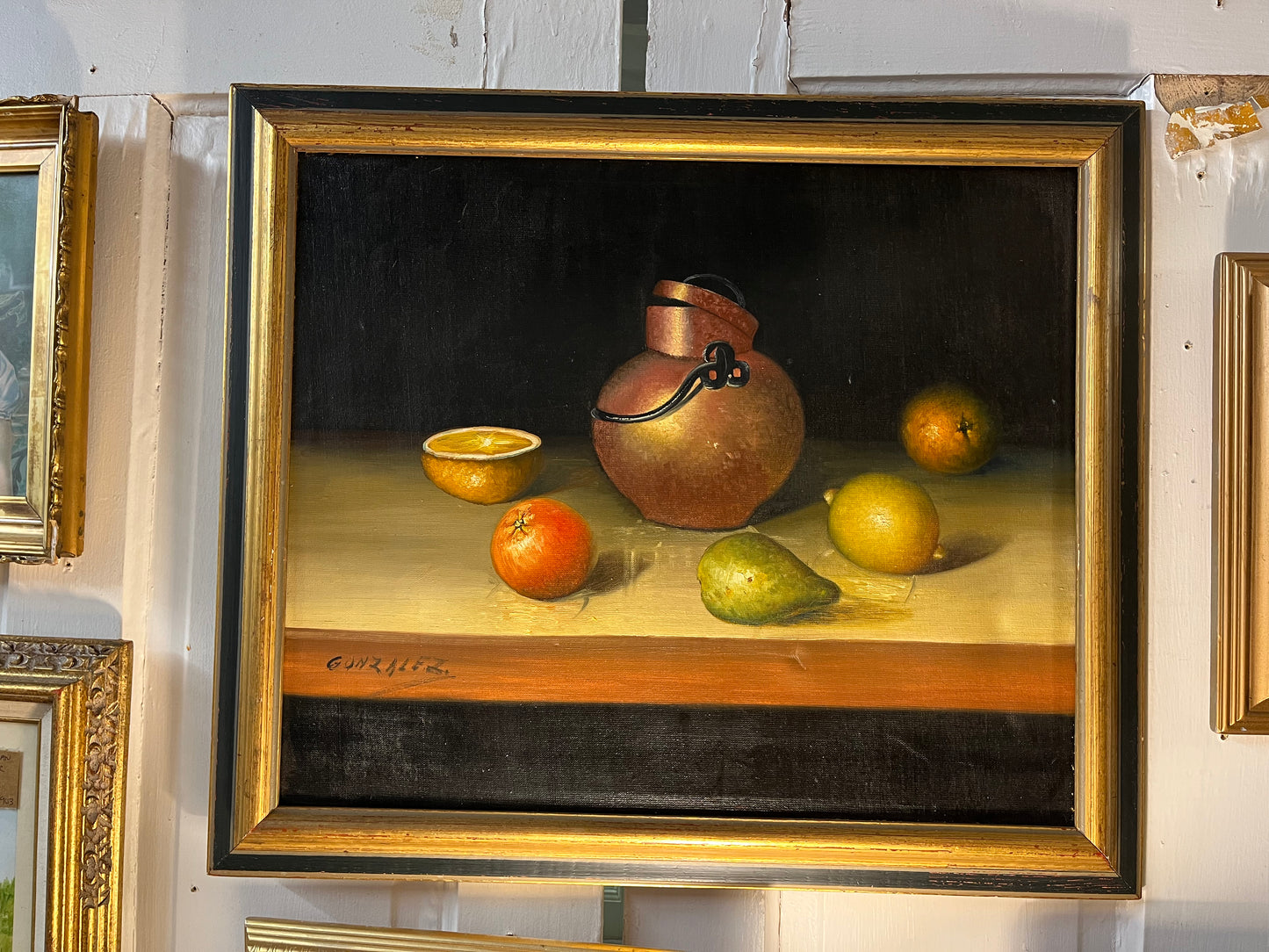 1976 Still Life Framed Fruit Oil Painting