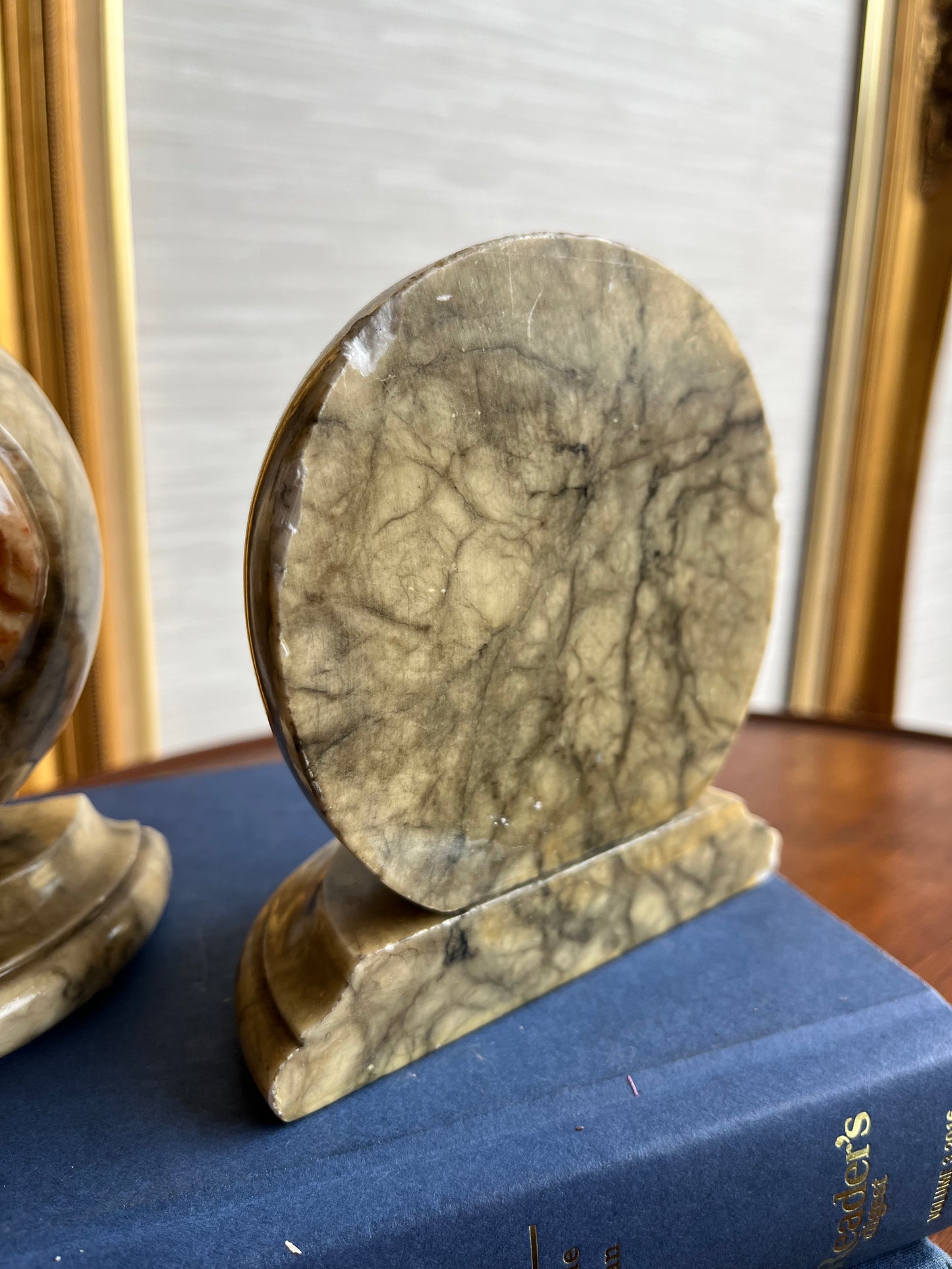 Mid Century Alabaster Owl Bookend Pair