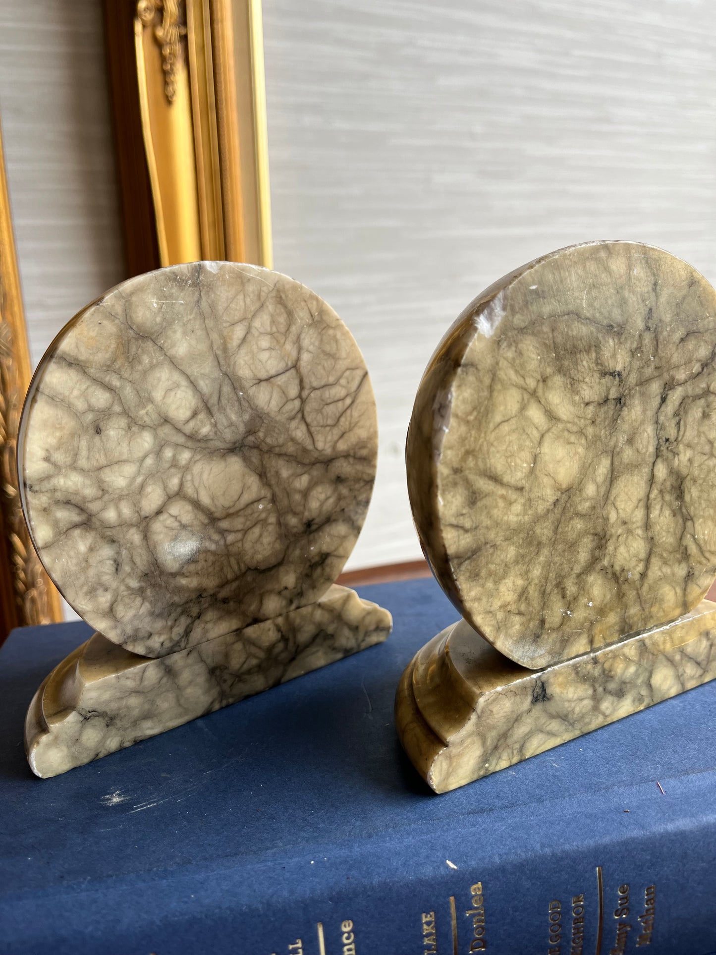 Mid Century Alabaster Owl Bookend Pair