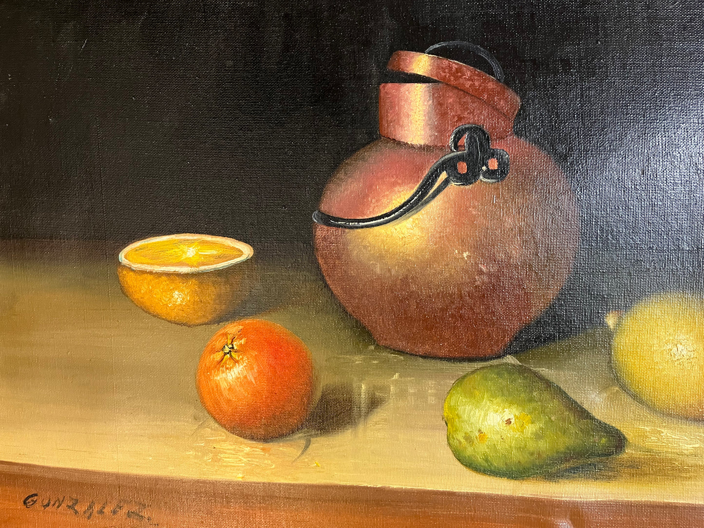 1976 Still Life Framed Fruit Oil Painting