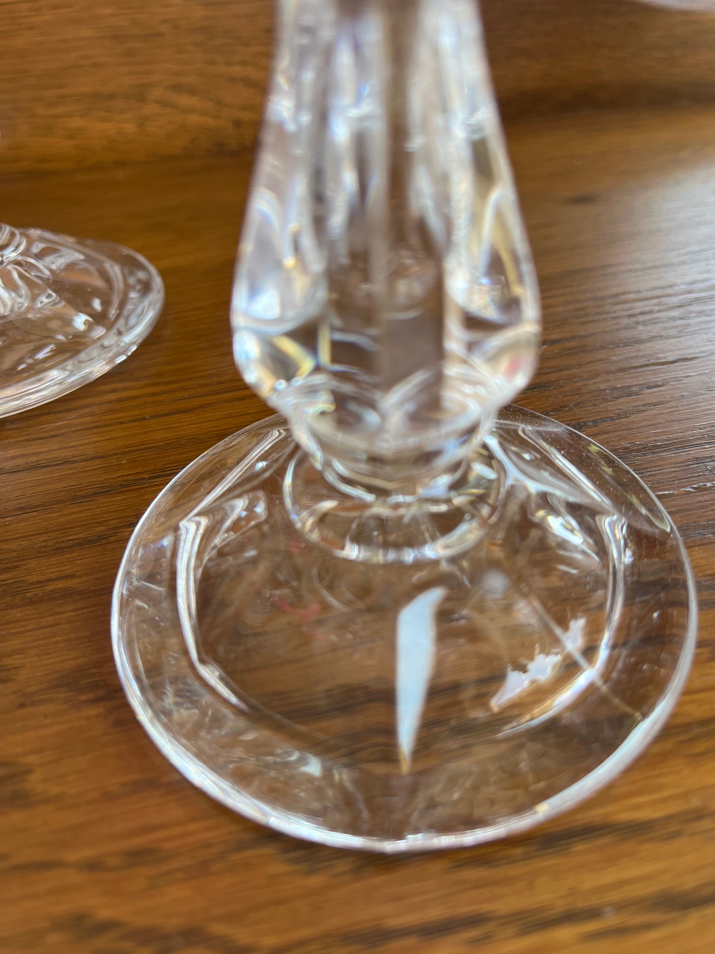 Gorham Crystal Pair of Viscount 7” Candlesticks Holders Tulip Shaped Bowl Lead Crystal