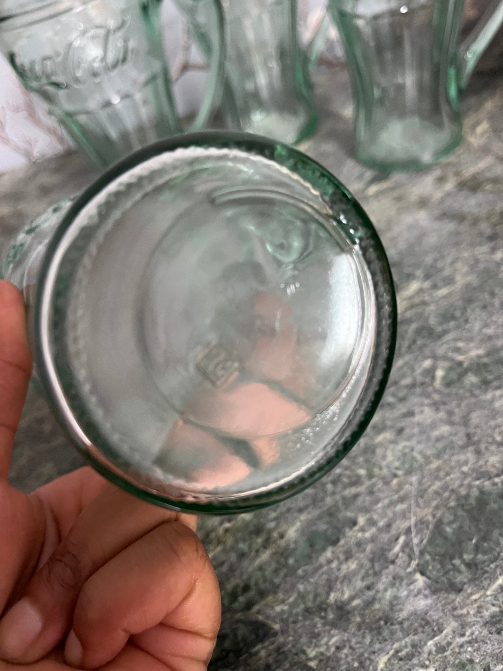 Set of 8 Coca Cola Green Bubble Glass Drinking Glasses 16 oz