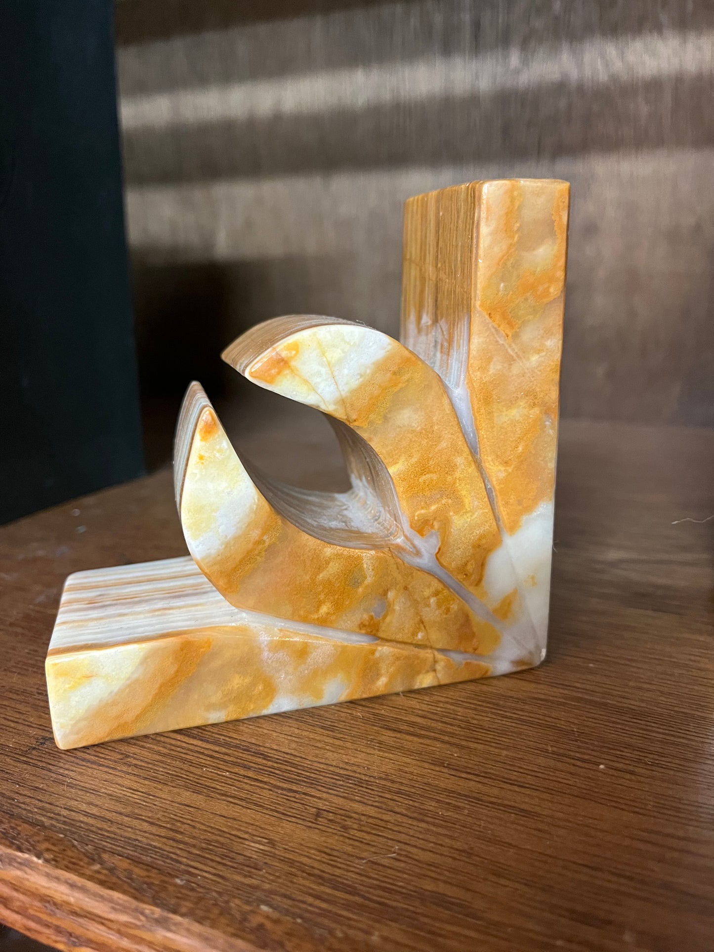 Mid Century Onyx Natural Stone Bookends Pair